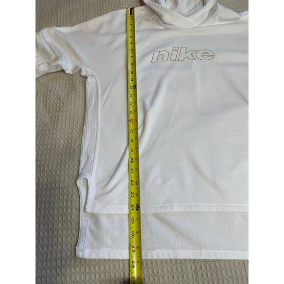 Nike Dry-Fit Activewear Athleisure White Vented Hoodie Glitter Gold Logo Medium - Picture 5 of 11